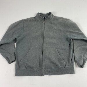LL Bean Sweatshirt Mens Large Gray Full Zip Fleece Lined Jacket Cotton Blend